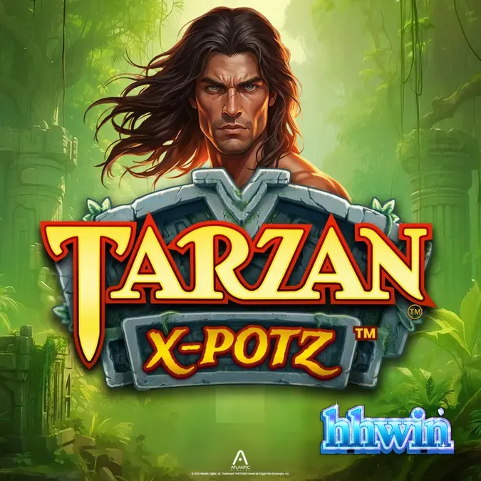 Interface visual e símbolos do slot Tarzan X-Potz com tema de selva
